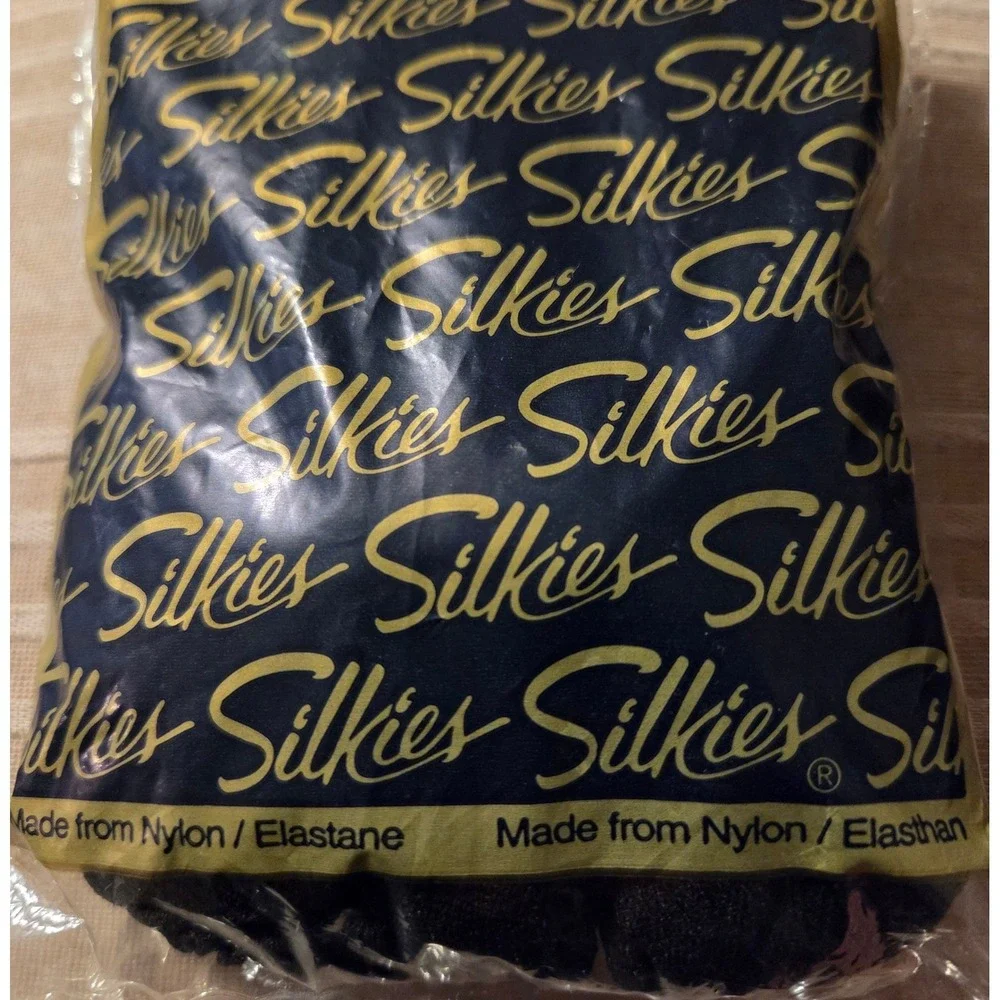 NOS Vintage Silkies‎ Control Top Pantyhose Jet Black XL 070508/758 Made in USA